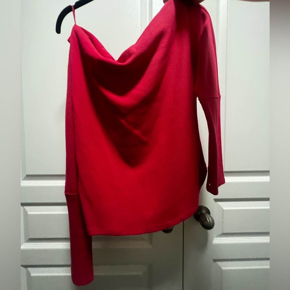 Free People Hot pinkish/red off the shoulder long sleeve by Free People.